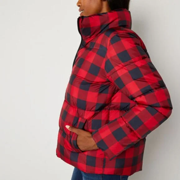 St. John's Bay Womens Red & Black Buffalo Check Heavyweight Puffer Jacket, XXL - Picture 5 of 5